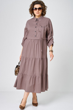 Платье EVA GRANT 7176 молочный_шоколад - фото 2