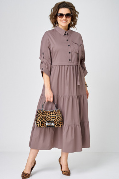 Платье EVA GRANT 7176 молочный_шоколад - фото 1