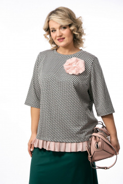 Джемпер, юбка OVERYOU М236 мультиколор_с_изумрудом - фото 2