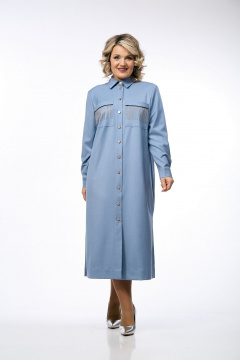 Платье OVERYOU М238 серо-голубой - фото 4