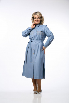 Платье OVERYOU М238 серо-голубой - фото 1