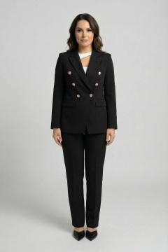 Деловой комплект жакет и брюки из хлопка AURA otd 9182 черный - фото 2