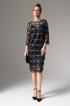 Платье Nelva 51606 серебристо-черный - фото 1