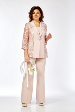 Брюки, жакет Ольга Стиль С-996 пудро-розовый - фото 1