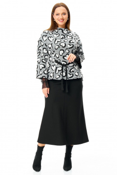 Джемпер, юбка, манжеты T&N 7726 сердечки-черный - фото 1