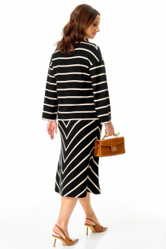 Джемпер, юбка T&N 7732 черный_полоска - фото 3