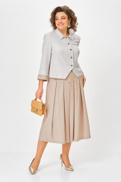 Жакет, юбка Karina deLux M-1418 серо-бежевый - фото 2