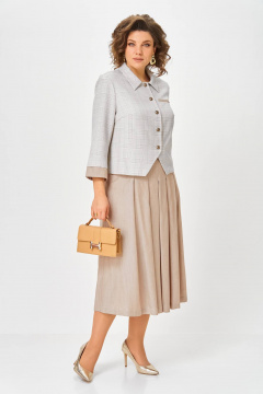 Жакет, юбка Karina deLux M-1418 серо-бежевый - фото 1