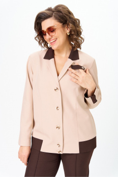 Брюки, жакет Vilena 1144 беж+шоколад - фото 3