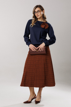 Блуза, юбка Ларс Стиль 1205 синий-терракот - фото 5
