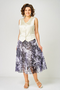 Жилет, юбка ANASTASIA MAK 1251-С молочный+мультиколор - фото 3