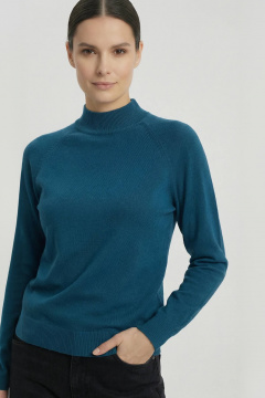 Демисезонный вязаный свитер прямого силуэта с воротником-стойкой Полесье С3316-15 5С1754-Д43 158,164 морская_волна - фото 1