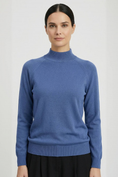 Демисезонный синий свитер из трикотажа с двойной стойкой и длинным рукавом Полесье С3316-15 5С1754-Д43 170,176 королевский_синий - фото 1