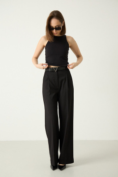 Классические брюки из текстиля для делового повседневного образа Luitui R2055 черный - фото 1