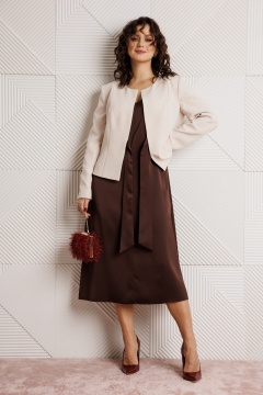 Жакет, платье Mubliz 332 шоколад+бежевый - фото 2