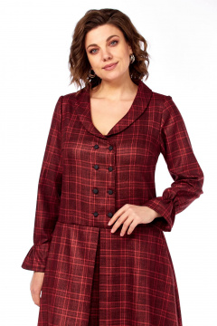 Платье Celentano lite 5080 бордовая_клетка - фото 3