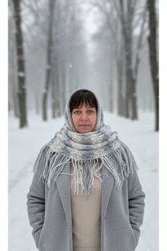 Шарф OLANTIZ S1-4 бело-серый - фото 1