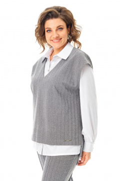 Блуза, брюки, жилет VI ORO VR-1246 серый - фото 3