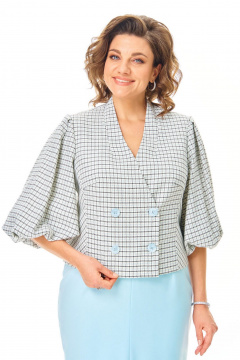 Жакет, юбка VI ORO VR-1248 голубой+однотон - фото 3