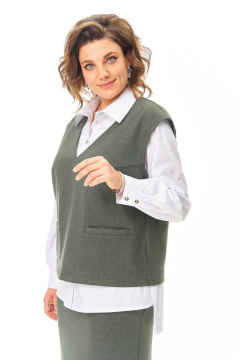 Блуза, жилет, юбка VI ORO VR-1249 олива - фото 3
