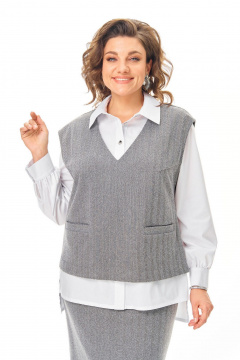 Блуза, жилет, юбка VI ORO VR-1249 серый - фото 4