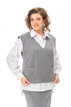 Блуза, жилет, юбка VI ORO VR-1249 серый - фото 3