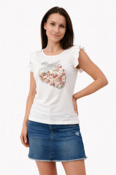 Блуза из текстиля с коротким рукавом для лета OLANTIZ БВР003 ягода - фото 1