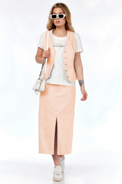 Жилет, футболка, юбка Милора-стиль 1205/1 персиковый - фото 1