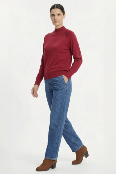 Демисезонный розовый свитер из трикотажа с длинным рукавом реглан и двойной стойкой Полесье С3316-15 5С1754-Д43 170,176 ягодный - фото 3