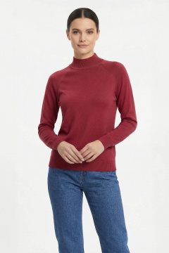 Демисезонный розовый свитер из трикотажа с длинным рукавом реглан и двойной стойкой Полесье С3316-15 5С1754-Д43 170,176 ягодный - фото 1