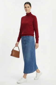 Свитер женский из трикотажа с высоким воротником-лестиком Полесье С3433-17 7С1582-Д43 158,164 спелая_вишня - фото 3