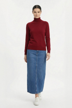 Свитер женский из трикотажа с высоким воротником-лестиком Полесье С3433-17 7С1582-Д43 158,164 спелая_вишня - фото 2