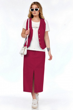 Жилет, футболка, юбка Милора-стиль 1205/1 красный - фото 1