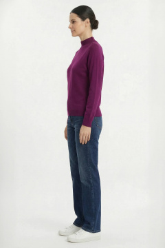 Демисезонный вязаный свитер реглан с двойной стойкой Полесье С3316-15 5С1754-Д43 170,176 лиловый - фото 4