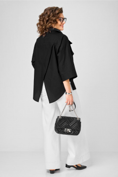 Демисезонная хлопковая блуза в стиле бохо Michel chic 786 черный - фото 5