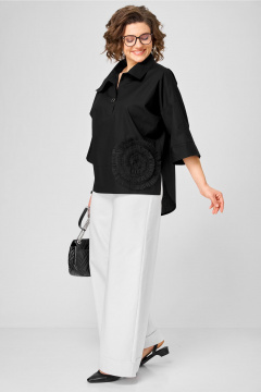 Демисезонная хлопковая блуза в стиле бохо Michel chic 786 черный - фото 4