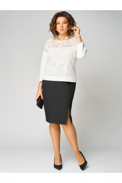 Туника, юбка Мишель стиль 1333 бело-черный - фото 1