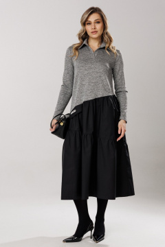 Платье Ларс Стиль 1204 серый меланж/черный - фото 2