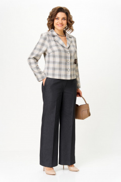 Брюки, жакет Aira Style 24246 бежевый-графит - фото 5