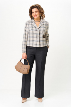 Брюки, жакет Aira Style 24246 бежевый-графит - фото 2