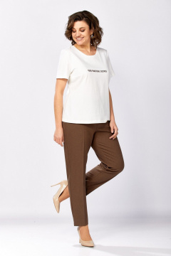 Брюки, жакет, футболка Милора-стиль 1198/1 шоколад+розовый - фото 2