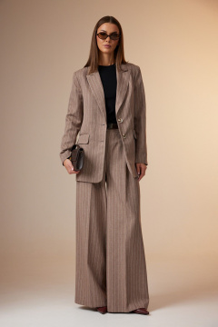 Брюки, жакет, топ N.O.W. 1660 кофейный_в_полоску - фото 1