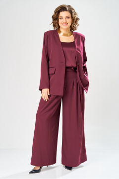 Брюки, жакет, топ Диомант 2149 бордо - фото 1