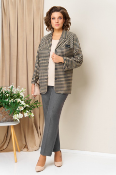 Блуза, брюки, жакет VOLNA 1436 серо-бежевый - фото 3