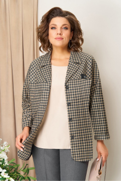 Блуза, брюки, жакет VOLNA 1436 серо-бежевый - фото 2