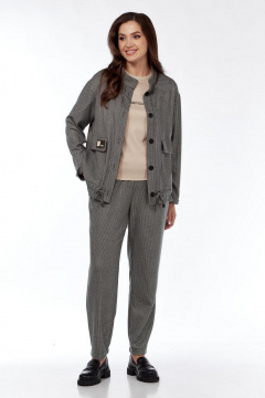 Блуза, брюки, жакет Милора-стиль 1252 гусь-лапка_черная - фото 1