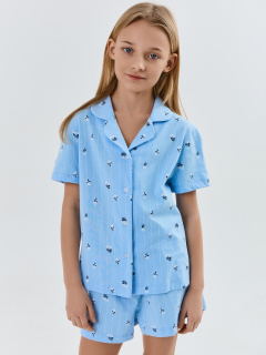 Рубашка, шорты Mark Formelle 567745/25-37344ПП-0 цветы_на_голубой_полоске - фото 1