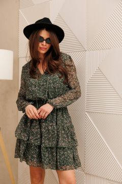 Платье Anastasia 955 зеленый_принт(ромашки) - фото 2