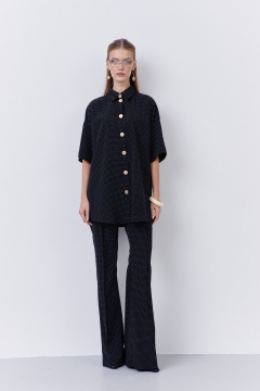 Блуза, брюки FLAIM 2068 черный-горох - фото 1