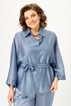 Блуза, брюки, топ Alani Collection 2517 индиго - фото 5